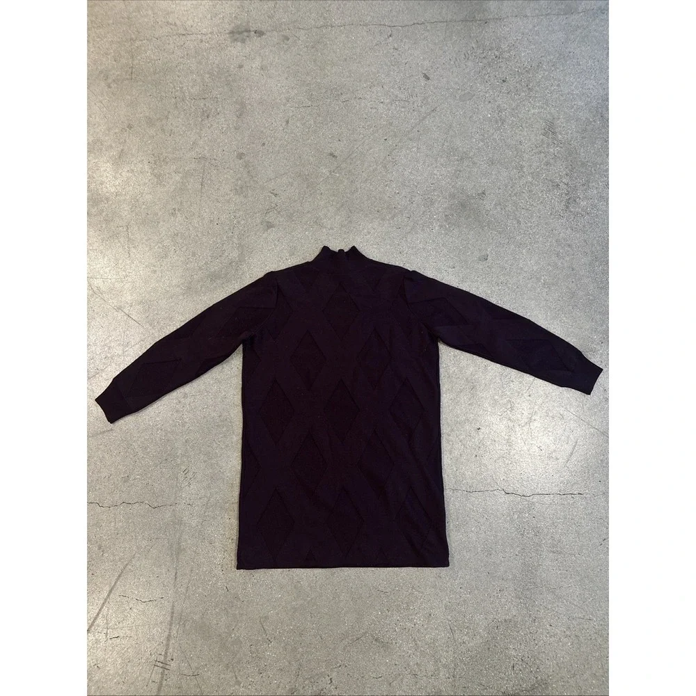 Cos Sweater Womens Maroon Size L Mock Neck Wool Quiet Luxury Diamond D‎ Preppy